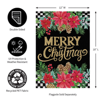 ‘Floral Checkered Merry Christmas’ Decorative Flag