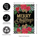 ‘Floral Checkered Merry Christmas’ Decorative Flag