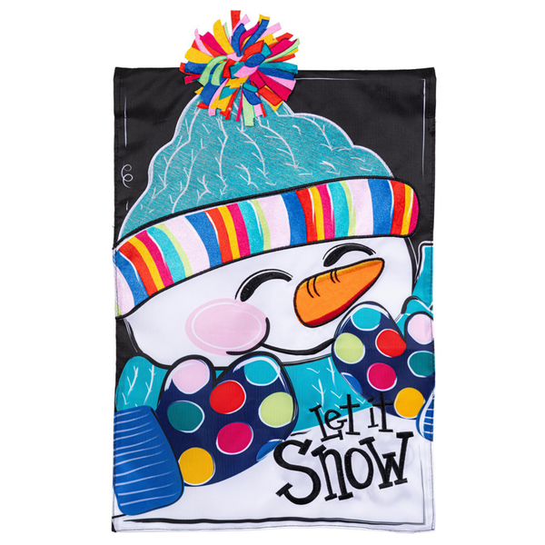 ‘Let It Snow-Man Applique’ Decorative Flag