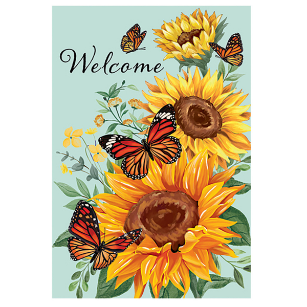 ‘Butterfly Glow Burlap’ Decorative Flag