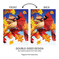 ‘Couple of Fall Cardinals Burlap’ Decorative Flag