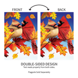 ‘Couple of Fall Cardinals Burlap’ Decorative Flag