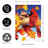 ‘Couple of Fall Cardinals Burlap’ Decorative Flag