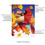 ‘Couple of Fall Cardinals Burlap’ Decorative Flag