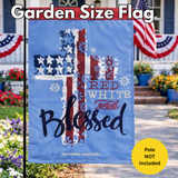 ‘CROSS RED WHITE AND BLESSED’ Decorative Flag