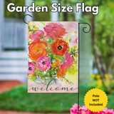 ‘RONUNCULUS WELCOME BURLAP’ Decorative Flag