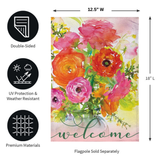 ‘RONUNCULUS WELCOME BURLAP’ Decorative Flag