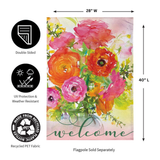 ‘RONUNCULUS WELCOME BURLAP’ Decorative Flag
