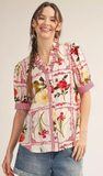 Jodifl Floral Print Button Up Top, Assorted Colors