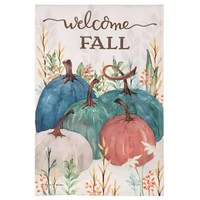 Welcome Fall Pumpkins Burlap Decorative Flag