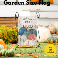 Welcome Fall Pumpkins Burlap Decorative Flag