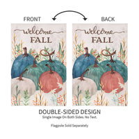 Welcome Fall Pumpkins Burlap Decorative Flag