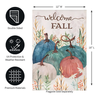 Welcome Fall Pumpkins Burlap Decorative Flag