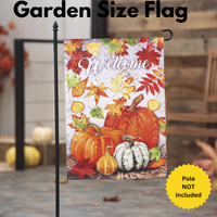 ‘Leaves and Pumpkins Moire’ Decorative Flag