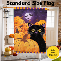 ‘Pumpkin Patch Cat Applique’ Decorative Flag