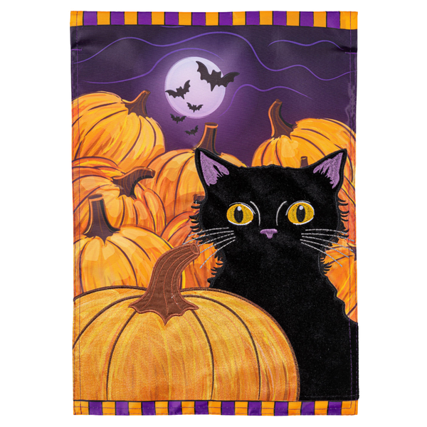 ‘Pumpkin Patch Cat Applique’ Decorative Flag