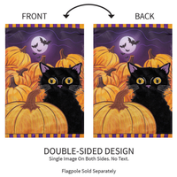 ‘Pumpkin Patch Cat Applique’ Decorative Flag