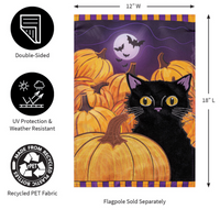 ‘Pumpkin Patch Cat Applique’ Decorative Flag