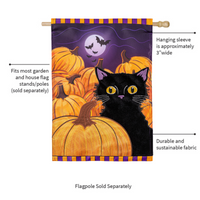 ‘Pumpkin Patch Cat Applique’ Decorative Flag