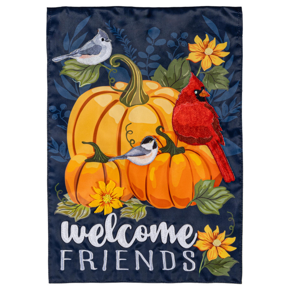 ‘Welcome Friends of Fall Applique’ Decorative Flag