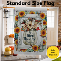 ‘Give Thanks Pumpkin, Magnolias & Sunflowers’ Decorative Flag