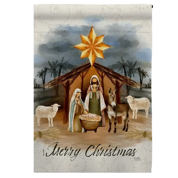 ‘Birth of Jesus Wintertime Nativity’ Decorative Flag