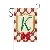 ‘Monogram Christmas Bows’ Vinyl Decorative Flag - Assorted Letters