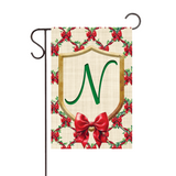 ‘Monogram Christmas Bows’ Vinyl Decorative Flag - Assorted Letters