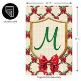 ‘Monogram Christmas Bows’ Vinyl Decorative Flag - Assorted Letters