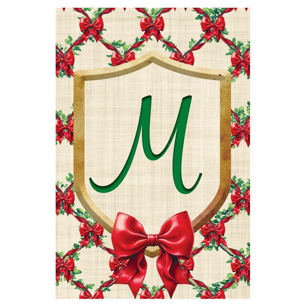 ‘Monogram Christmas Bows’ Vinyl Decorative Flag - Assorted Letters