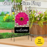 ‘Pink Gerbera Dots’ Burlap Decorative Flag