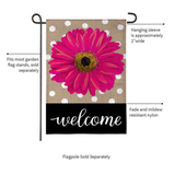 ‘Pink Gerbera Dots’ Burlap Decorative Flag