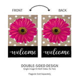 ‘Pink Gerbera Dots’ Burlap Decorative Flag