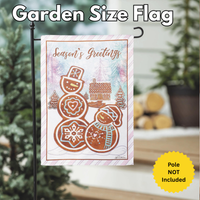 ‘Seasons Greetings Gingerbread REVERSIBLE’ Decorative Flag