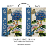 ‘Blue Hydrangea Musings’ Moire Decorative Flag
