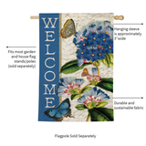 ‘Blue Hydrangea Musings’ Moire Decorative Flag