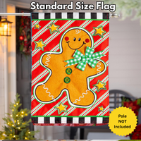‘Patterned Gingerbread Man Applique’ Decorative Flag