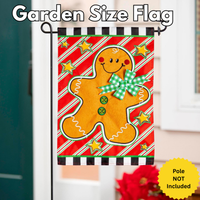 ‘Patterned Gingerbread Man Applique’ Decorative Flag