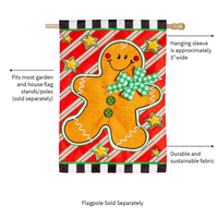 ‘Patterned Gingerbread Man Applique’ Decorative Flag