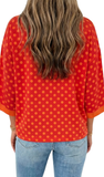 Polka Dot 3/4 Sleeve Pullover, Assorted Colors