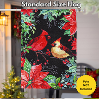 ‘Cardinal Couple Poinsettia’ Decorative Flag