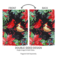 ‘Cardinal Couple Poinsettia’ Decorative Flag