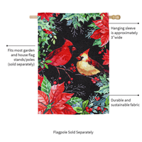 ‘Cardinal Couple Poinsettia’ Decorative Flag