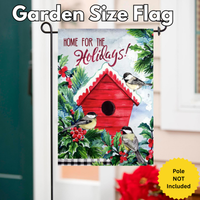 ‘Chickadees Holiday Birdhouse’ Decorative Flag