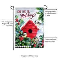 ‘Chickadees Holiday Birdhouse’ Decorative Flag