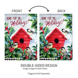 ‘Chickadees Holiday Birdhouse’ Decorative Flag