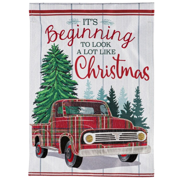 ‘Plaid Christmas Truck’ Decorative Flag