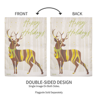 ‘Happy Holiday Deer Burlap’ Decorative Flag