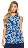 Dear Scarlett Timeless Collared Sleeveless Tank in Royal Blue