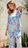Dear Scarlett Vibrant Travel Ready Pant Set in Aqua